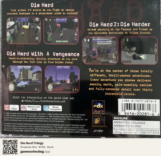Die Hard Trilogy PlayStation, NTSC box back