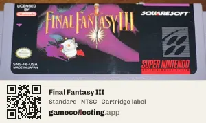Final Fantasy III Super Nintendo Entertainment System, NTSC cartridge label