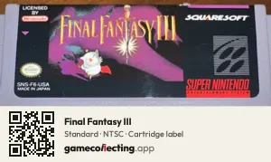 Final Fantasy III Super Nintendo Entertainment System, NTSC cartridge label