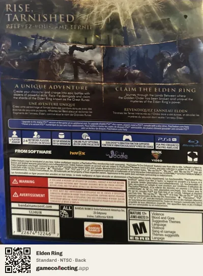 Elden Ring PlayStation 4, NTSC box back