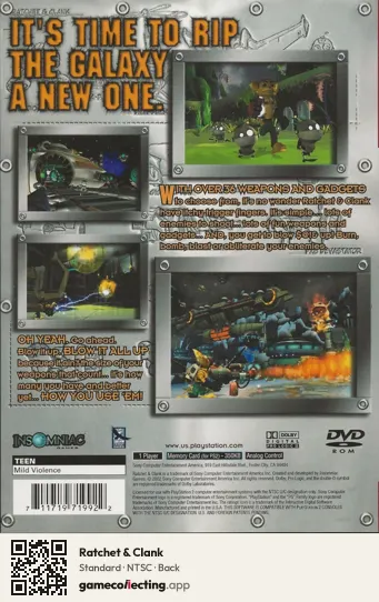 Ratchet & Clank PlayStation 2, NTSC box back