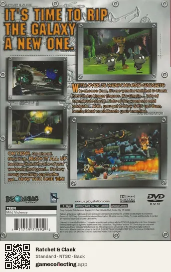 Ratchet & Clank PlayStation 2, NTSC box back