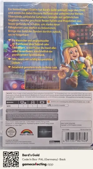 Bard's Gold Nintendo Switch, Germany box back