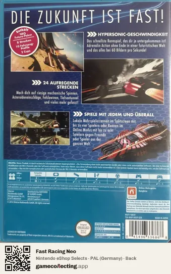 Fast Racing Neo Nintendo Wii U, Germany box back