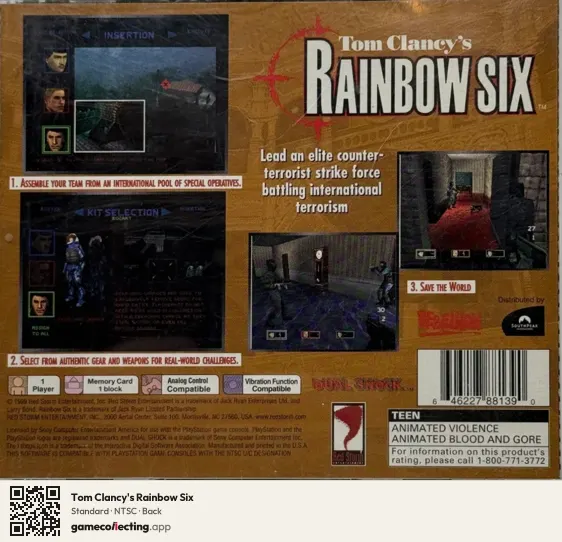 Tom Clancy's Rainbow Six PlayStation, NTSC box back