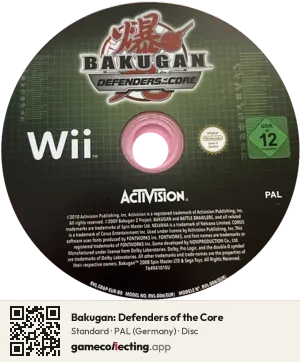 Bakugan: Defenders of the Core Nintendo Wii, PAL disc