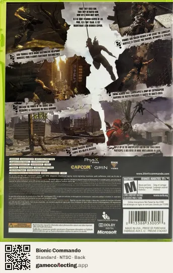 Bionic Commando Xbox 360, NTSC box back