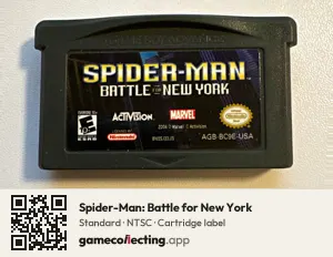 Spider-Man: Battle for New York Game Boy Advance, NTSC cartridge label