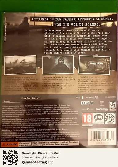 Deadlight: Director's Cut Xbox One, Italy box back