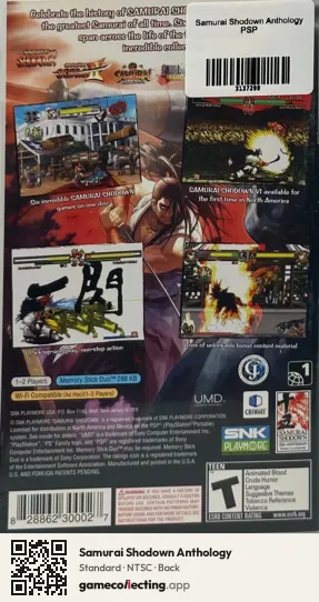 Samurai Shodown Anthology PlayStation Portable, NTSC box back