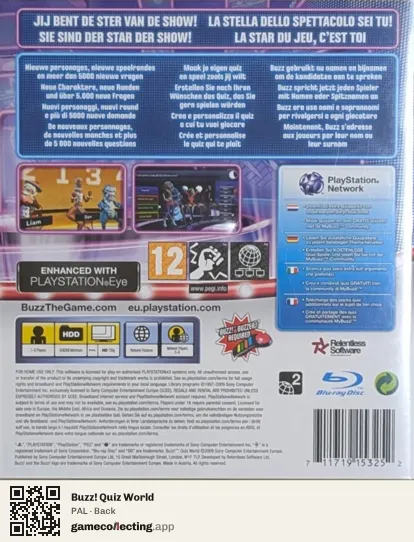 Buzz! Quiz World PlayStation 3, PAL box back