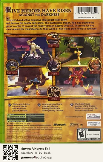 Spyro: A Hero's Tail Xbox, NTSC box back