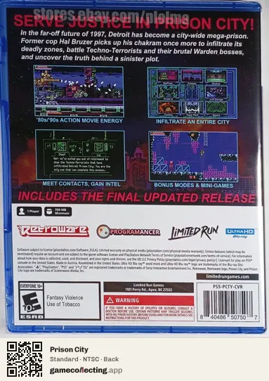 Prison City PlayStation 5, NTSC box back