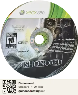 Dishonored Xbox 360, NTSC disc