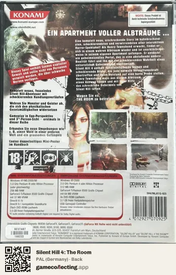 Silent Hill 4: The Room Computer, Germany box back