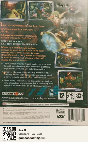 Jak II PlayStation 2, PAL box back