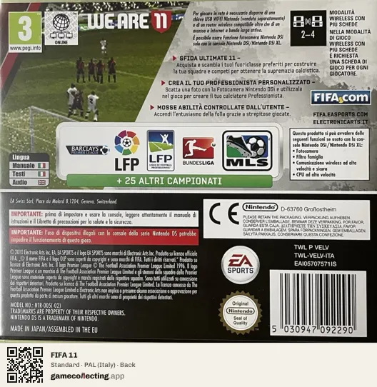 FIFA 11 Nintendo DS, Italy box back