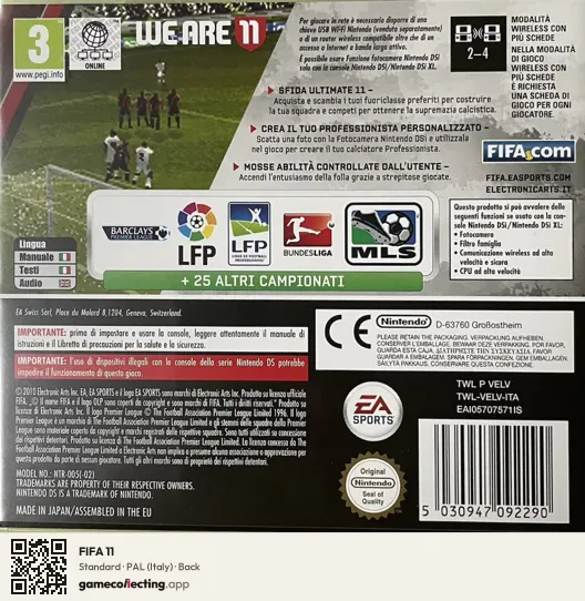FIFA 11 Nintendo DS, Italy box back
