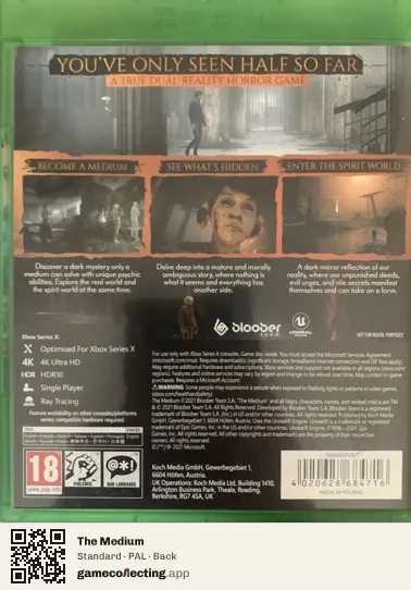 The Medium Xbox Series X, PAL box back