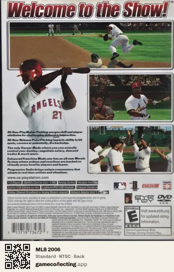 MLB 2006 PlayStation 2, NTSC box back