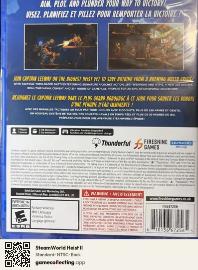 SteamWorld Heist II PlayStation 5, NTSC box back