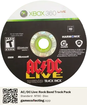 AC/DC Live: Rock Band Track Pack Xbox 360, NTSC disc
