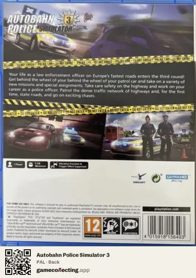 Autobahn Police Simulator 3 PlayStation 5, PAL box back