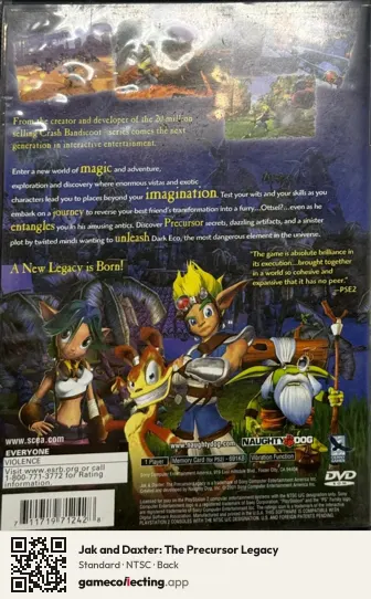 Jak and Daxter: The Precursor Legacy PlayStation 2, NTSC box back