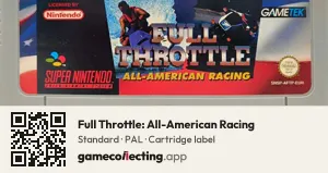 Full Throttle: All-American Racing Super Nintendo Entertainment System, PAL cartridge label