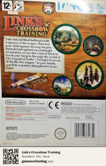 Link's Crossbow Training Nintendo Wii, PAL box back