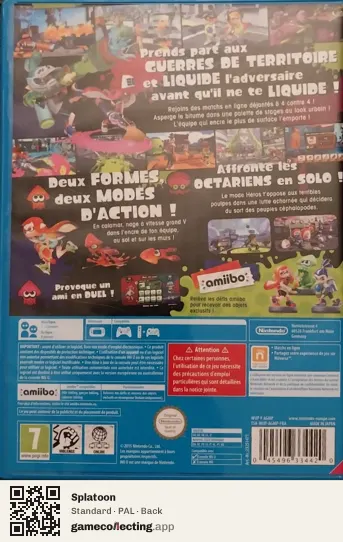 Splatoon Nintendo Wii U, PAL box back