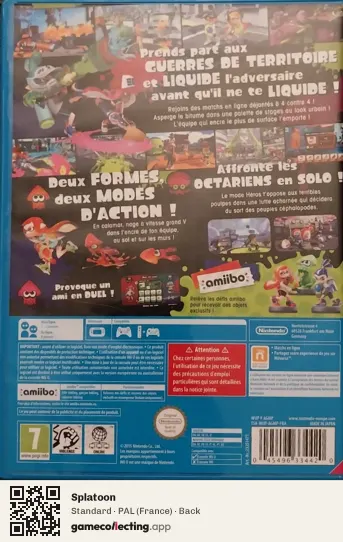 Splatoon Nintendo Wii U, France box back