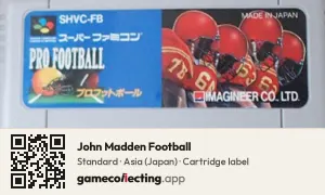 John Madden Football Super Nintendo Entertainment System, Asia cartridge label