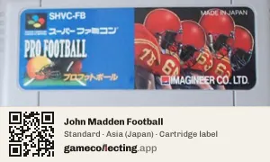 John Madden Football Super Nintendo Entertainment System, Asia cartridge label