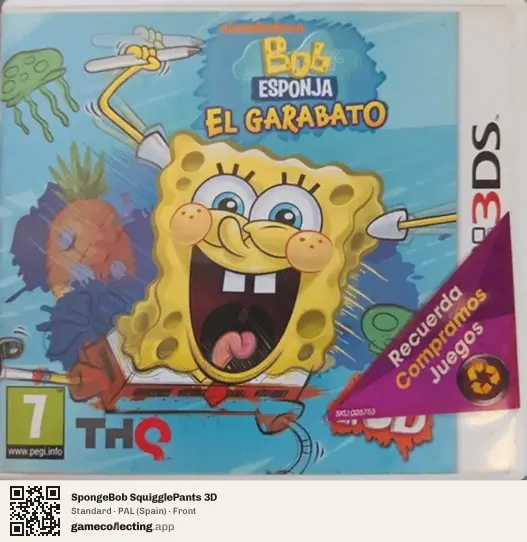 SpongeBob SquigglePants 3D Nintendo 3DS, Spain box front