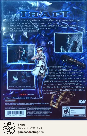 Trapt PlayStation 2, NTSC box back