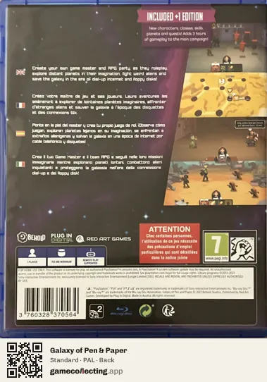 Galaxy of Pen & Paper PlayStation 4, PAL box back