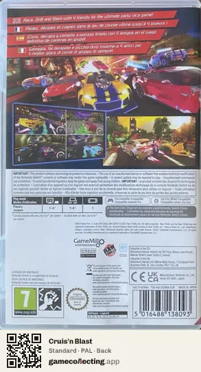 Cruis'n Blast Nintendo Switch, PAL box back