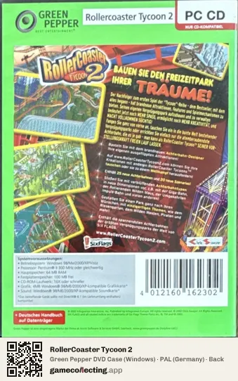 RollerCoaster Tycoon 2 Computer, Germany box back