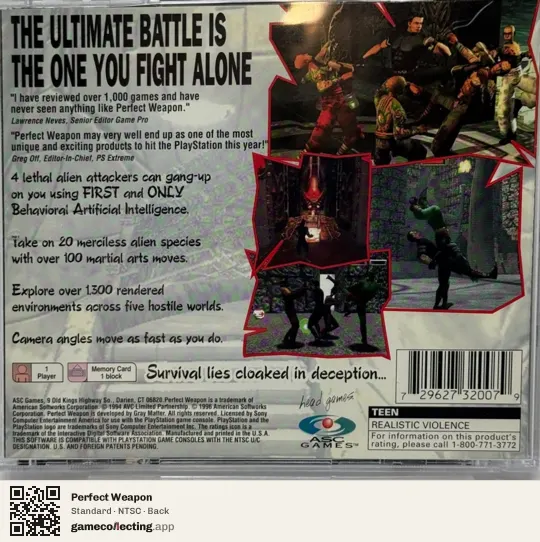 Perfect Weapon PlayStation, NTSC box back