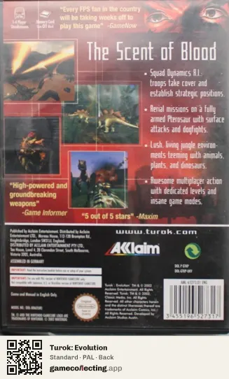 Turok: Evolution Nintendo GameCube, PAL box back