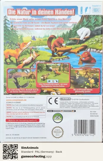SimAnimals Nintendo Wii, Germany box back