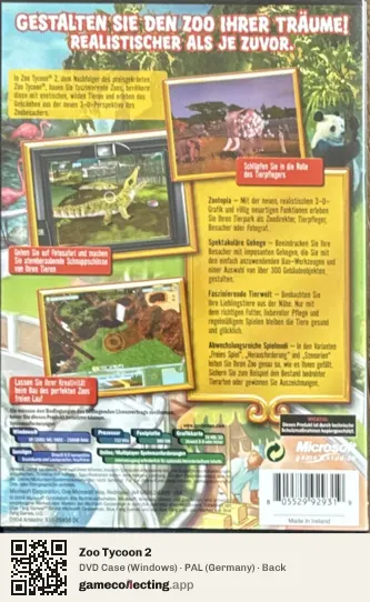 Zoo Tycoon 2 Computer, Germany box back