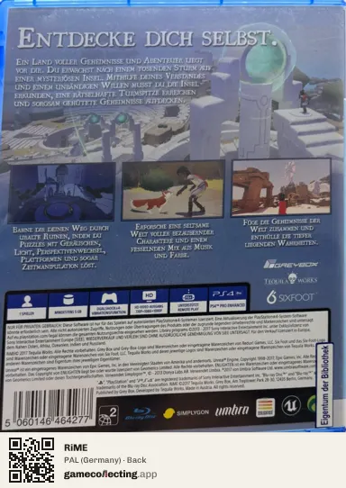 RiME PlayStation 4, Germany box back