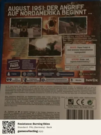 Resistance: Burning Skies PlayStation Vita, Germany box back