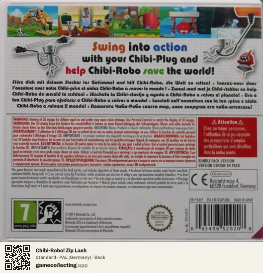 Chibi-Robo! Zip Lash Nintendo 3DS, Germany box back