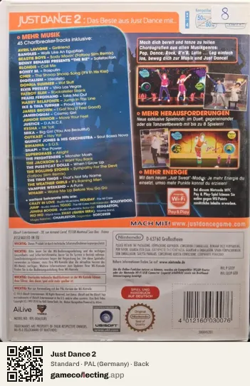 Just Dance 2 Nintendo Wii, Germany box back