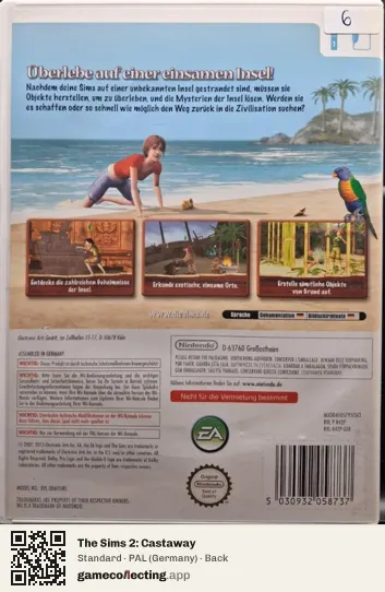 The Sims 2: Castaway Nintendo Wii, Germany box back