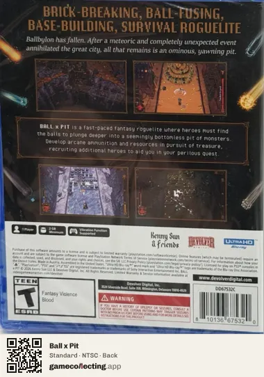Ball x Pit PlayStation 5, NTSC box back