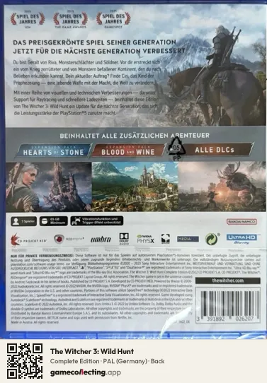 The Witcher 3: Wild Hunt PlayStation 5, Germany box back